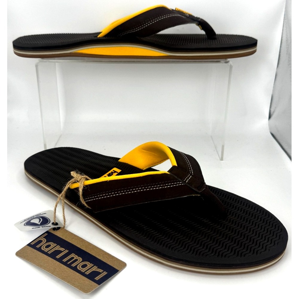 Hari Mari Brazos Mens Flip Flop Sandals Brown Gold Men Size 11 1008-102-11
